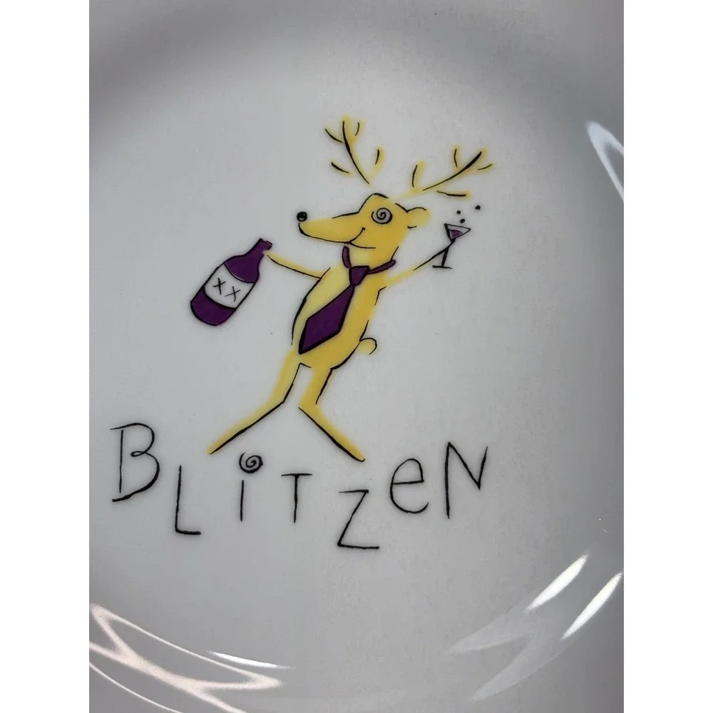 RETIRED Pottery Barn Reindeer Dessert Plates 8.5
